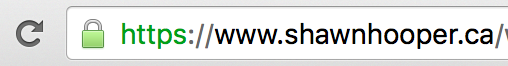 Chrome Address Bar for ShawnHooper.ca showing TLS certificate padlock